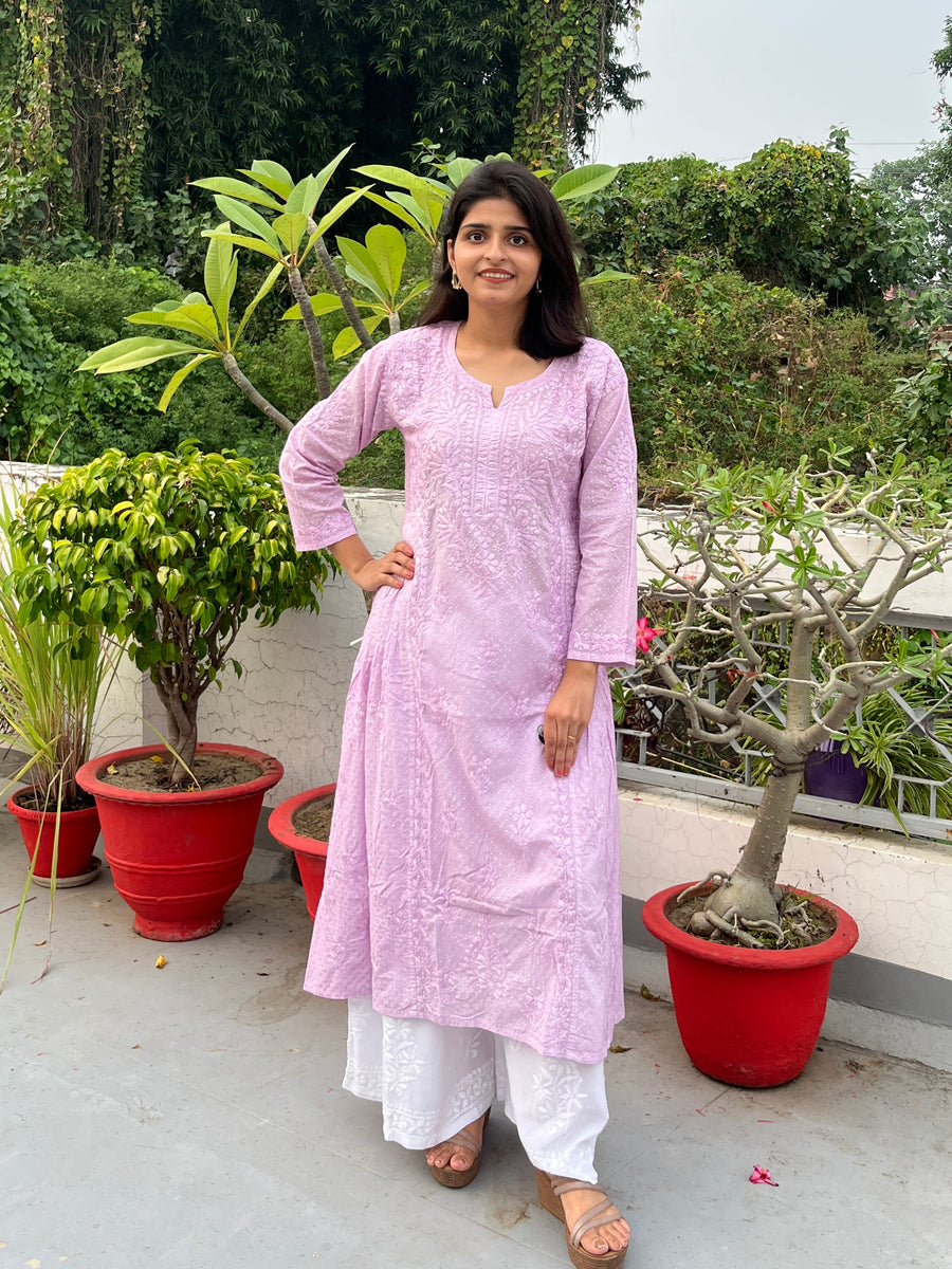 Cotton Dobby A line Chikankari Kurta