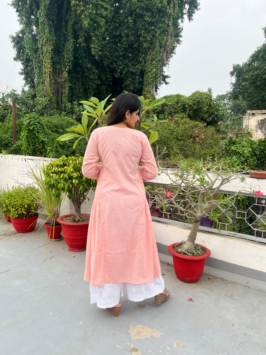 Pastel Green Cotton Dobby Chikankari Kurta for Women – photo 13