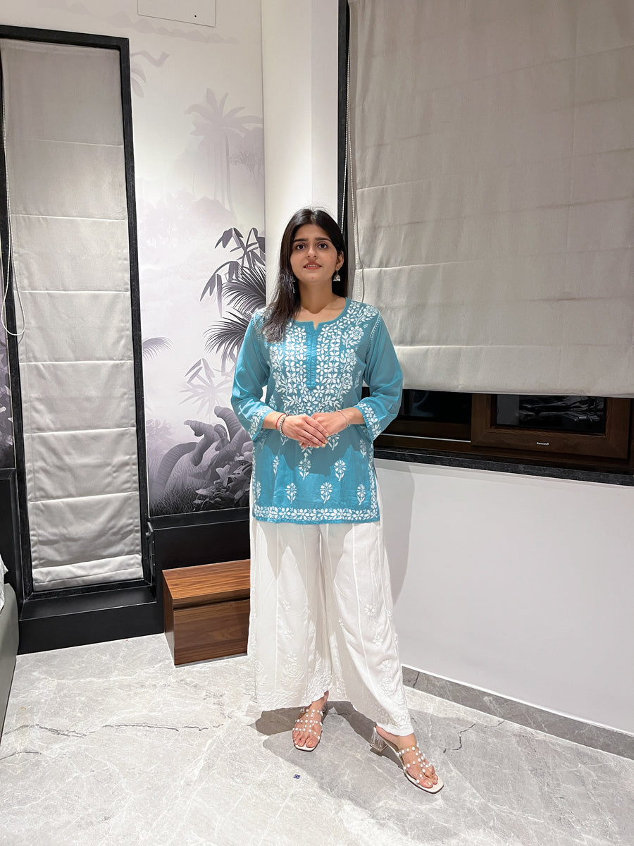 Black Modal Cotton Chikankari Short Kurti – photo 4
