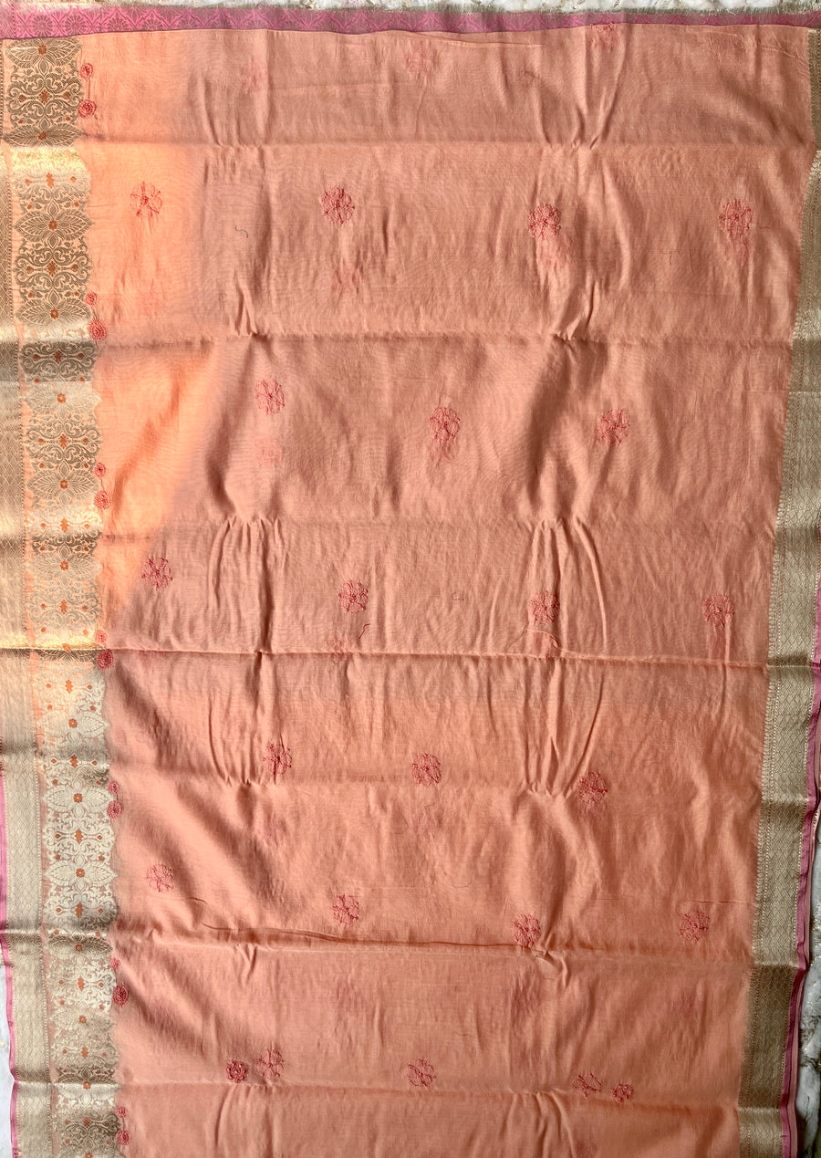 Wine Chanderi Chikankari Saree for Women – photo 8