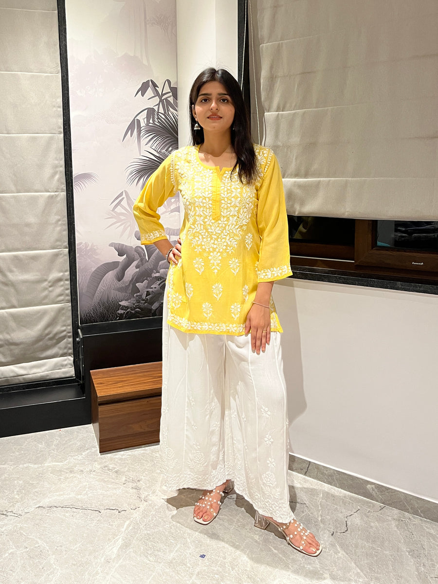 Baby Pink Modal Chikankari Short Kurti for Women – photo 5