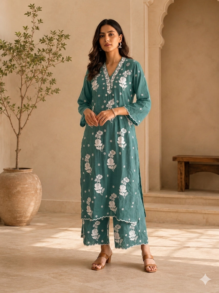 The Handmade Chikankari Kurta Set That Works for Every Summer Occasion