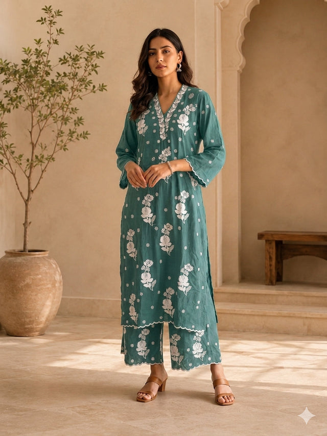 The Handmade Chikankari Kurta Set That Works for Every Summer Occasion