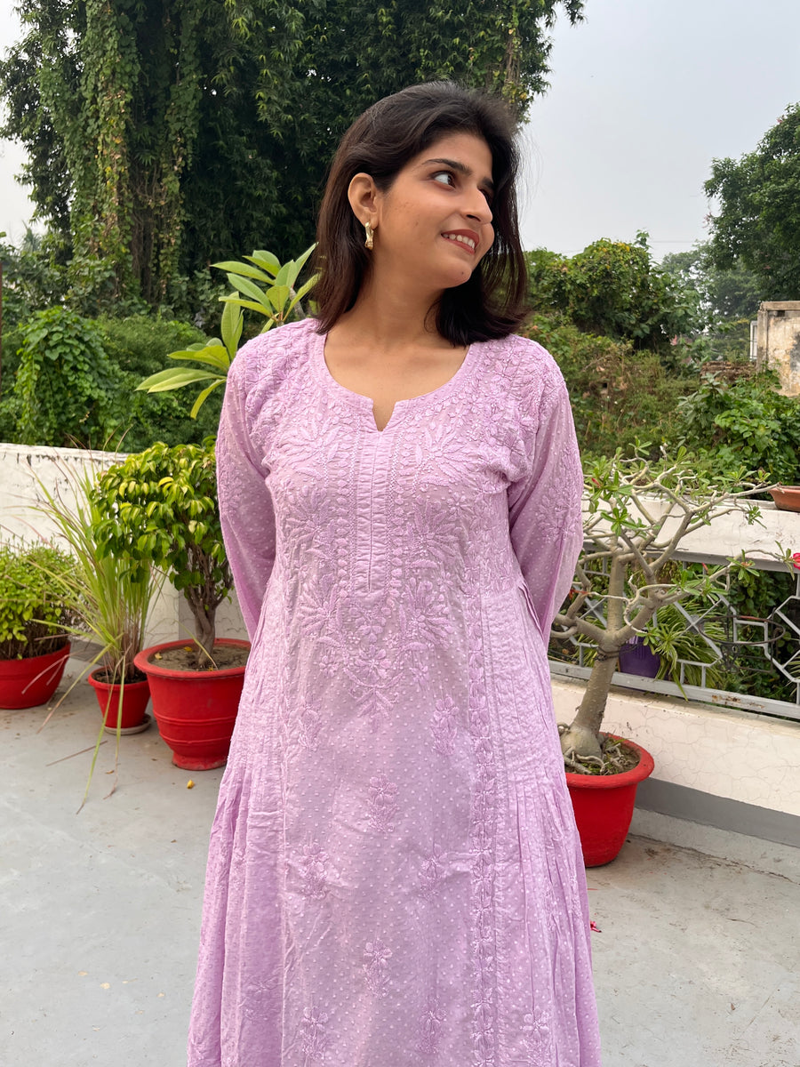 Cotton Dobby A line Chikankari Kurta