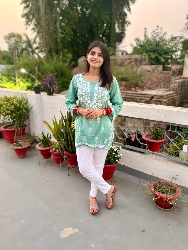 White Cotton Stretchable Chikankari Pants