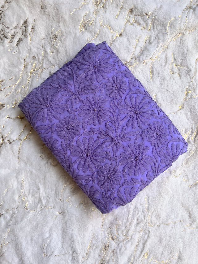 Lavender Chiffon Chikankari Unstitched Suitpiece
