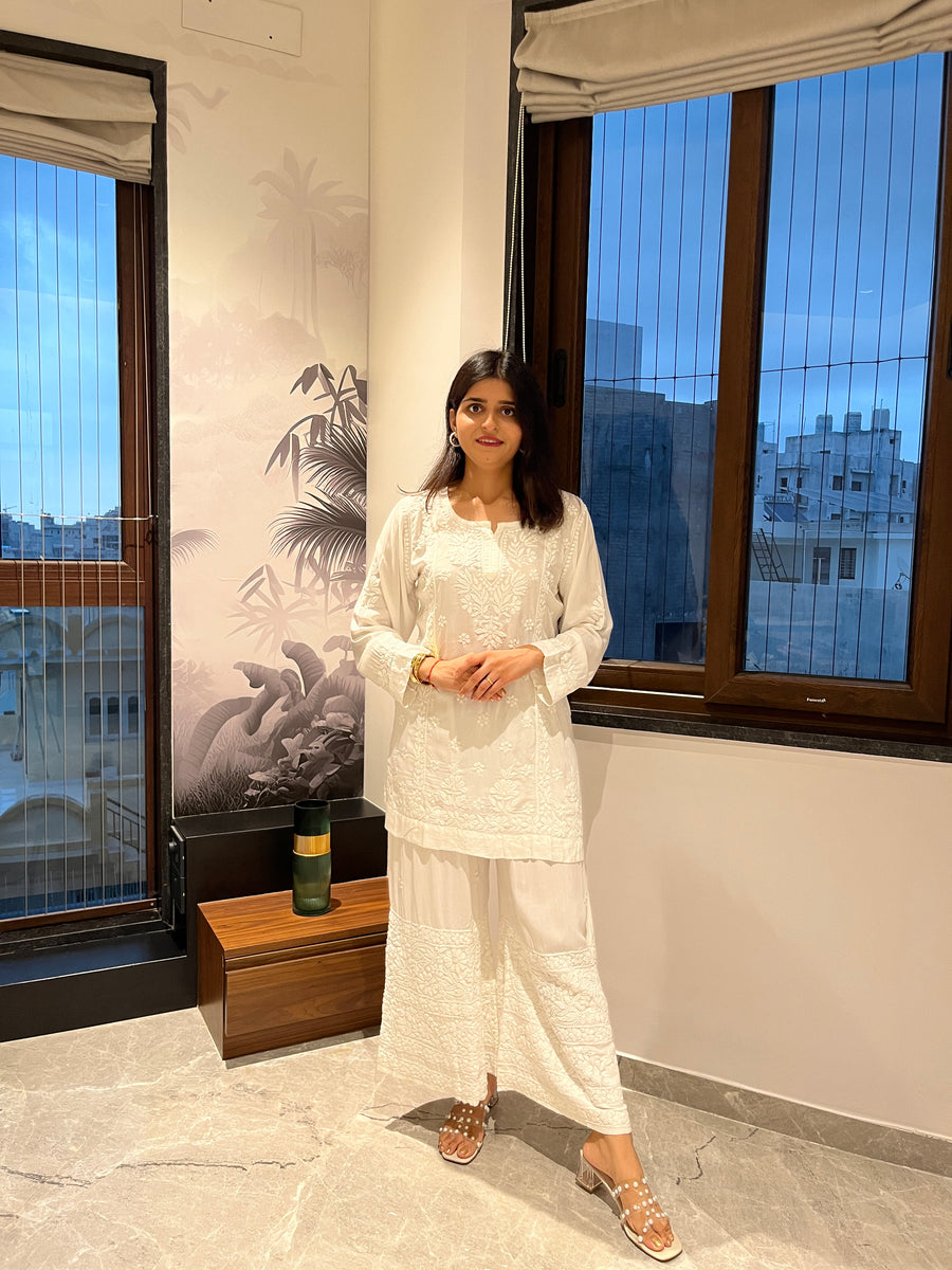 Lavender Modal Chikankari Short Kurti | Lucknowi – photo 6