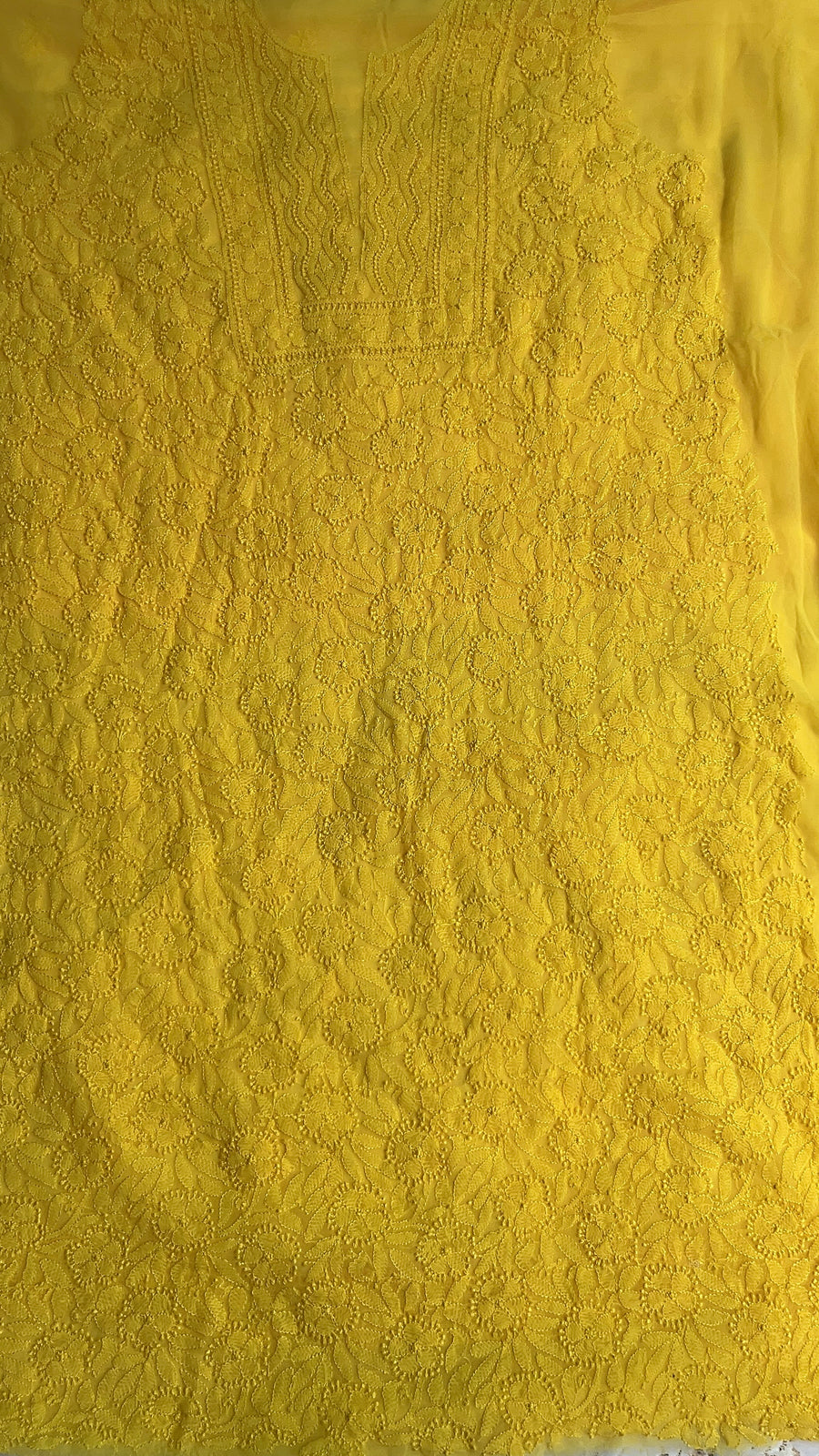 Yellow Chiffon Chikankari Unstitched Suitpiece