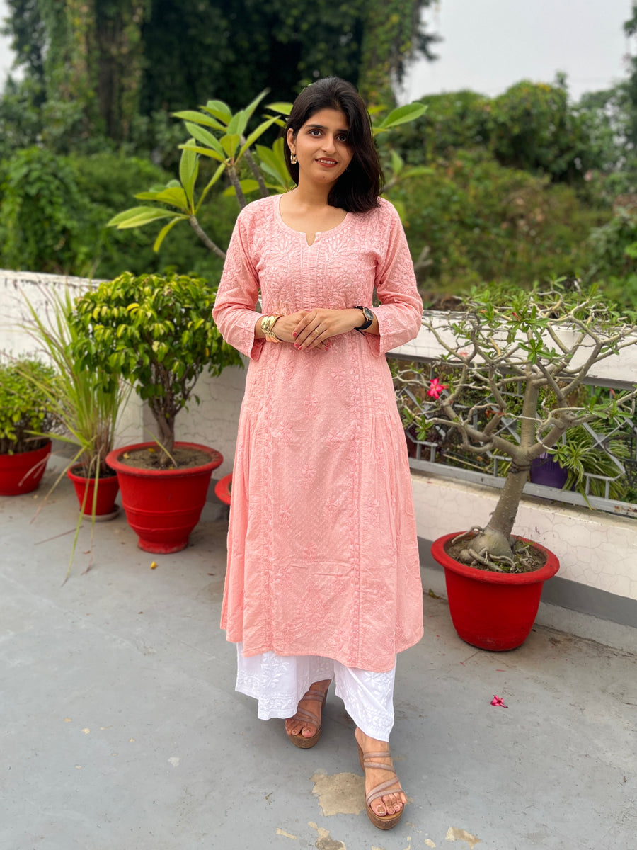 Dreamy Cream Cotton Dobby Chikankari Kurta for Women – photo 15