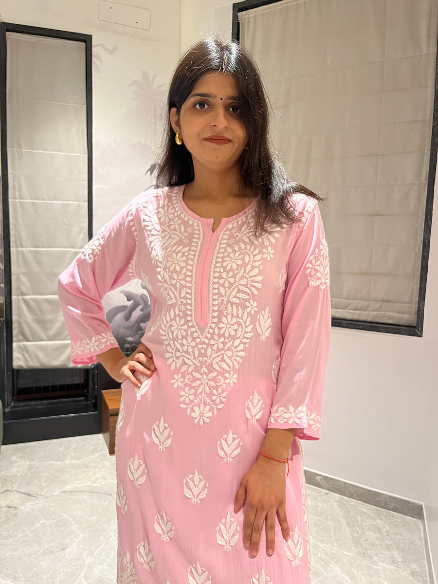 Green Modal Chikankari Kurta Palazzo Set for Women – photo 9