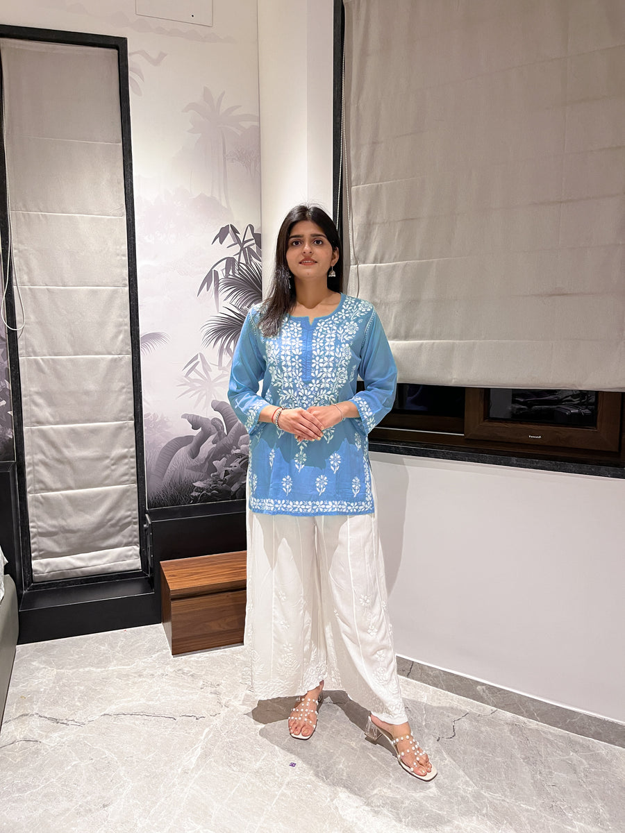 Black Modal Cotton Chikankari Short Kurti – photo 3