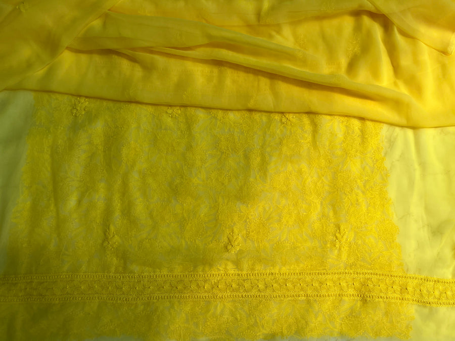 Yellow Chiffon Chikankari Unstitched Suitpiece – photo 4