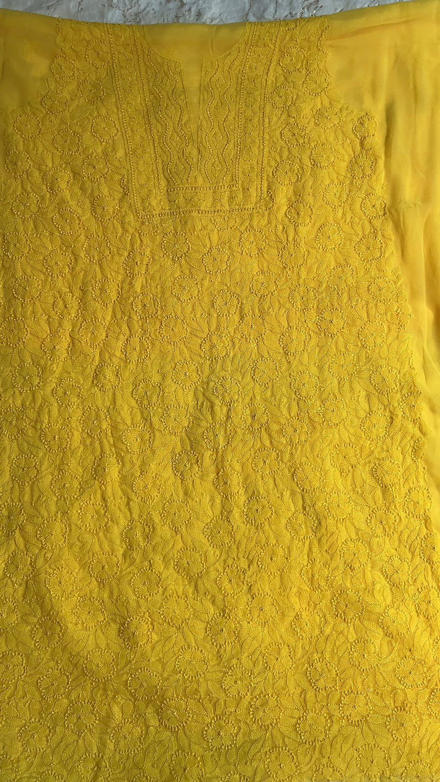 Yellow Chiffon Chikankari Unstitched Suitpiece – photo 5