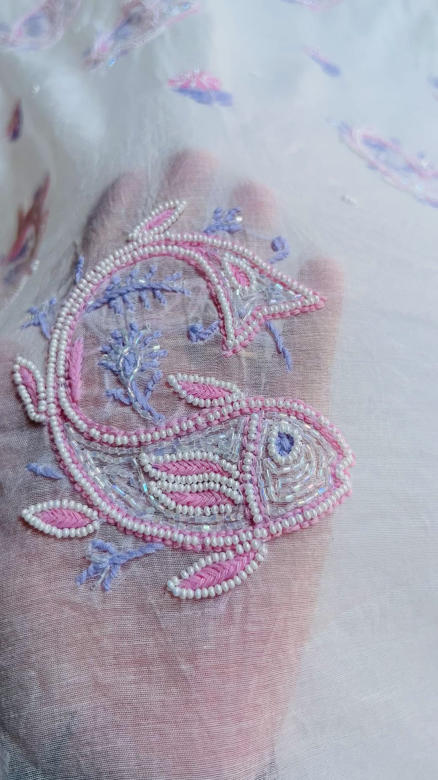 Ivory Mul Chanderi Chikankari Unstitched Kurta Dupatta | Lucknowi