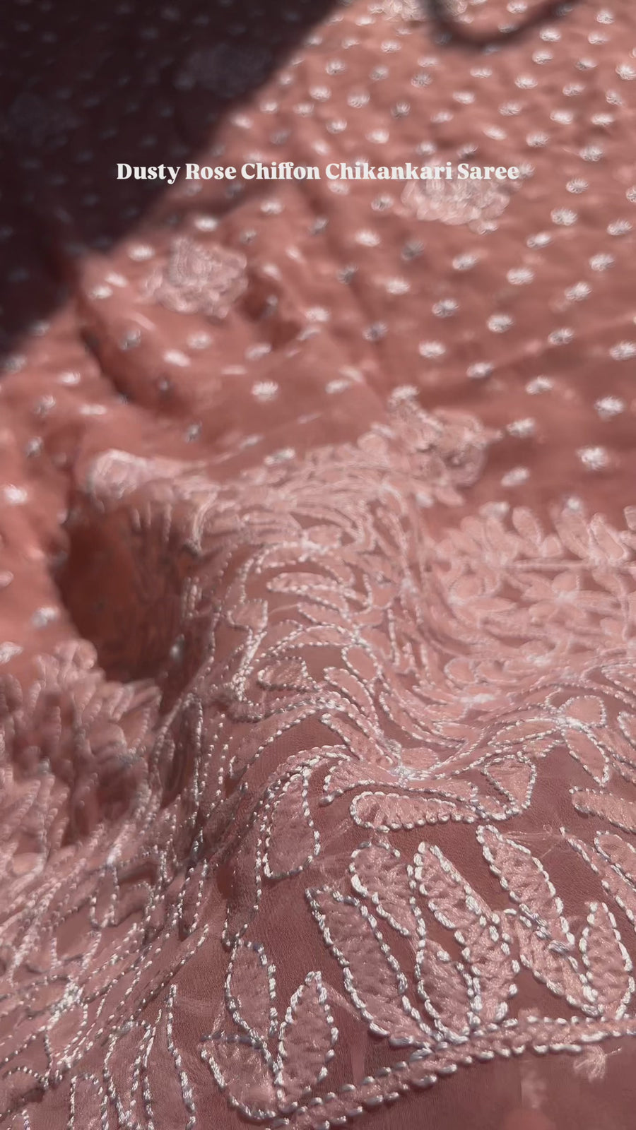 Dusty Rose Chiffon Chikankari Saree | Lucknowi