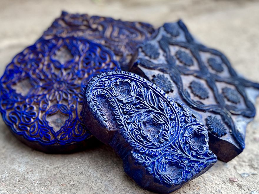 Hand-carved wooden blocks used to print the chikankari pattern